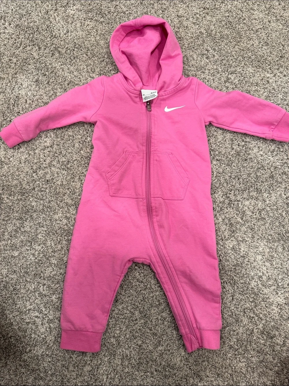 Nike Pink Hooded Infant One-Piece Zipper Romper